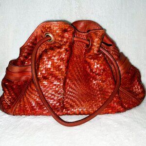 Cole Hann Woven Leather Bag with Gold Hardware